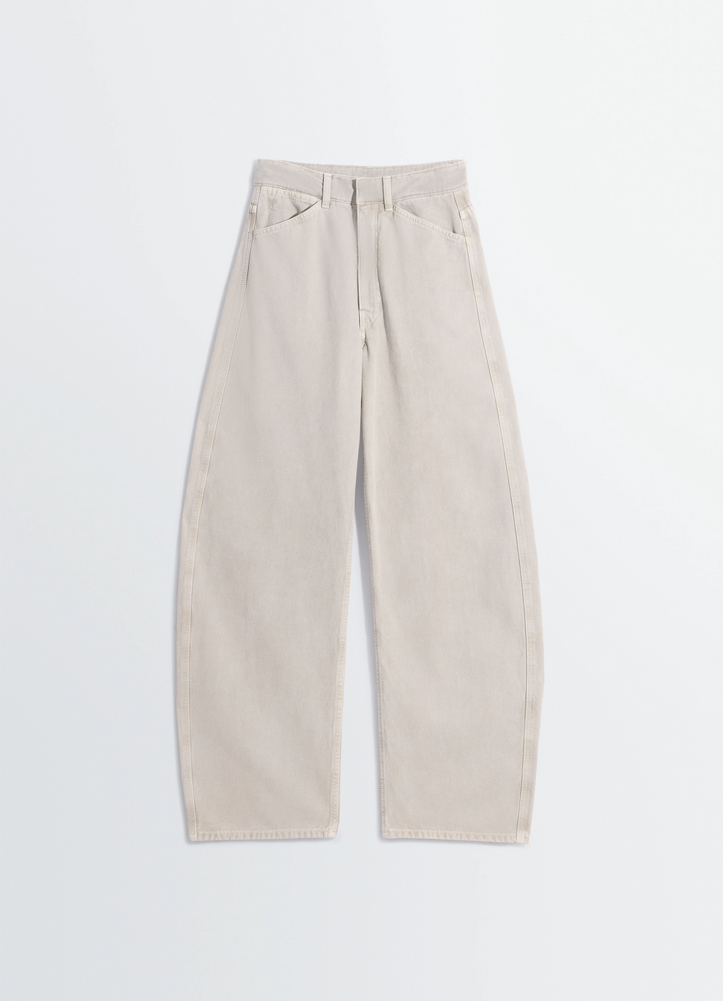 High waisted curved pants in broken twill
