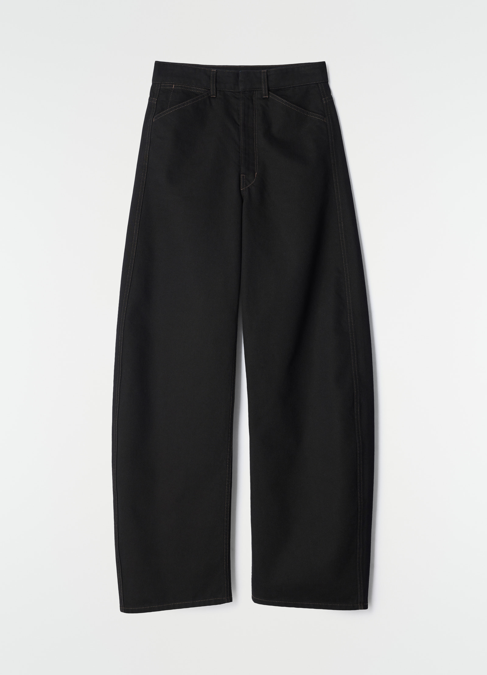 High waisted curved pants in denim