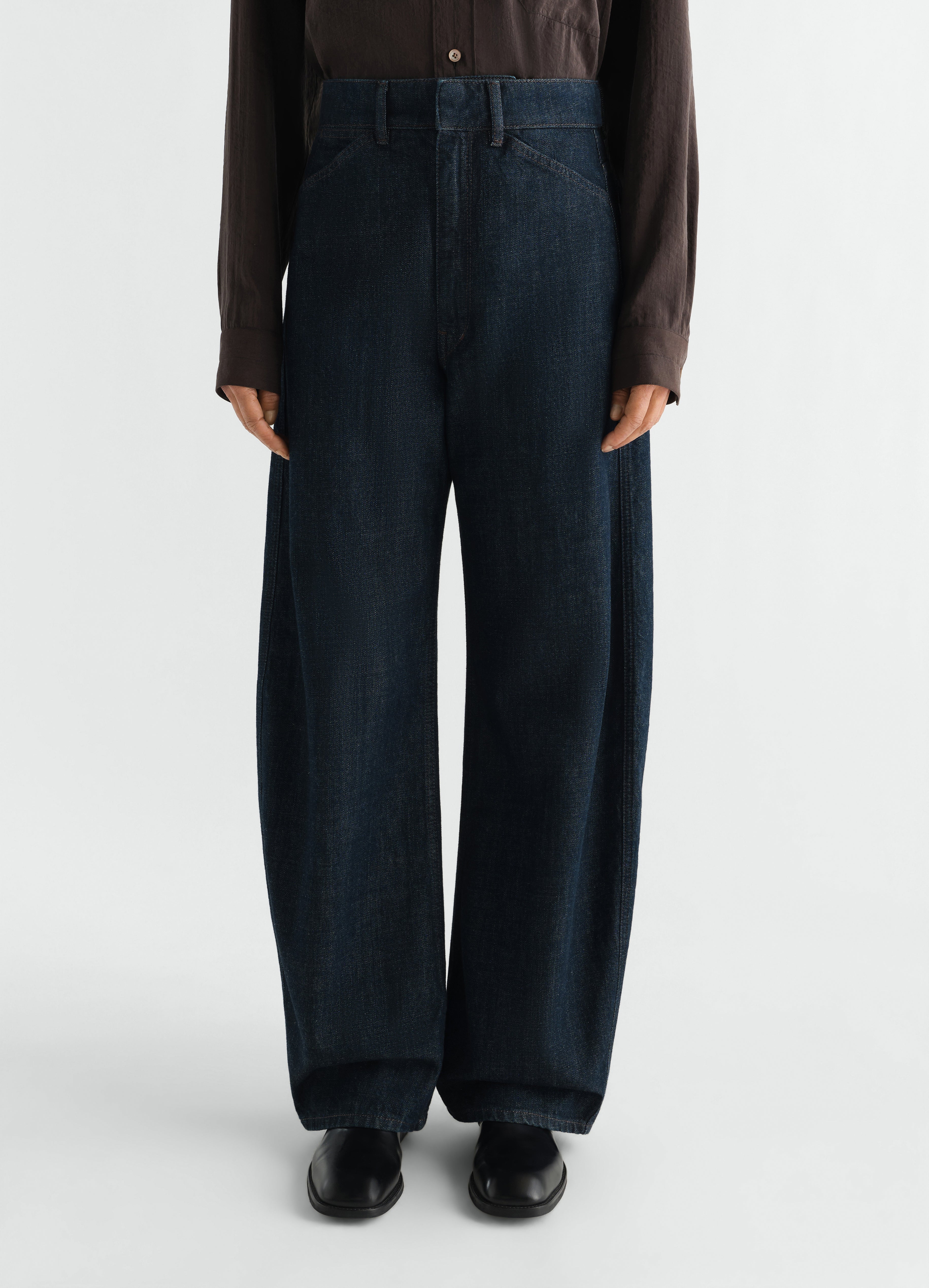 ハイウエスト カーブパンツ - Denim Indigo - ヘビーインディゴデニム