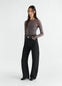 HIGH WAISTED CURVED PANTS IN DENIM