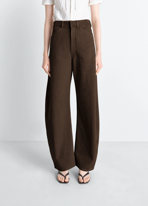 染色ヘビーブロークンツイルのハイウエストカーブパンツ