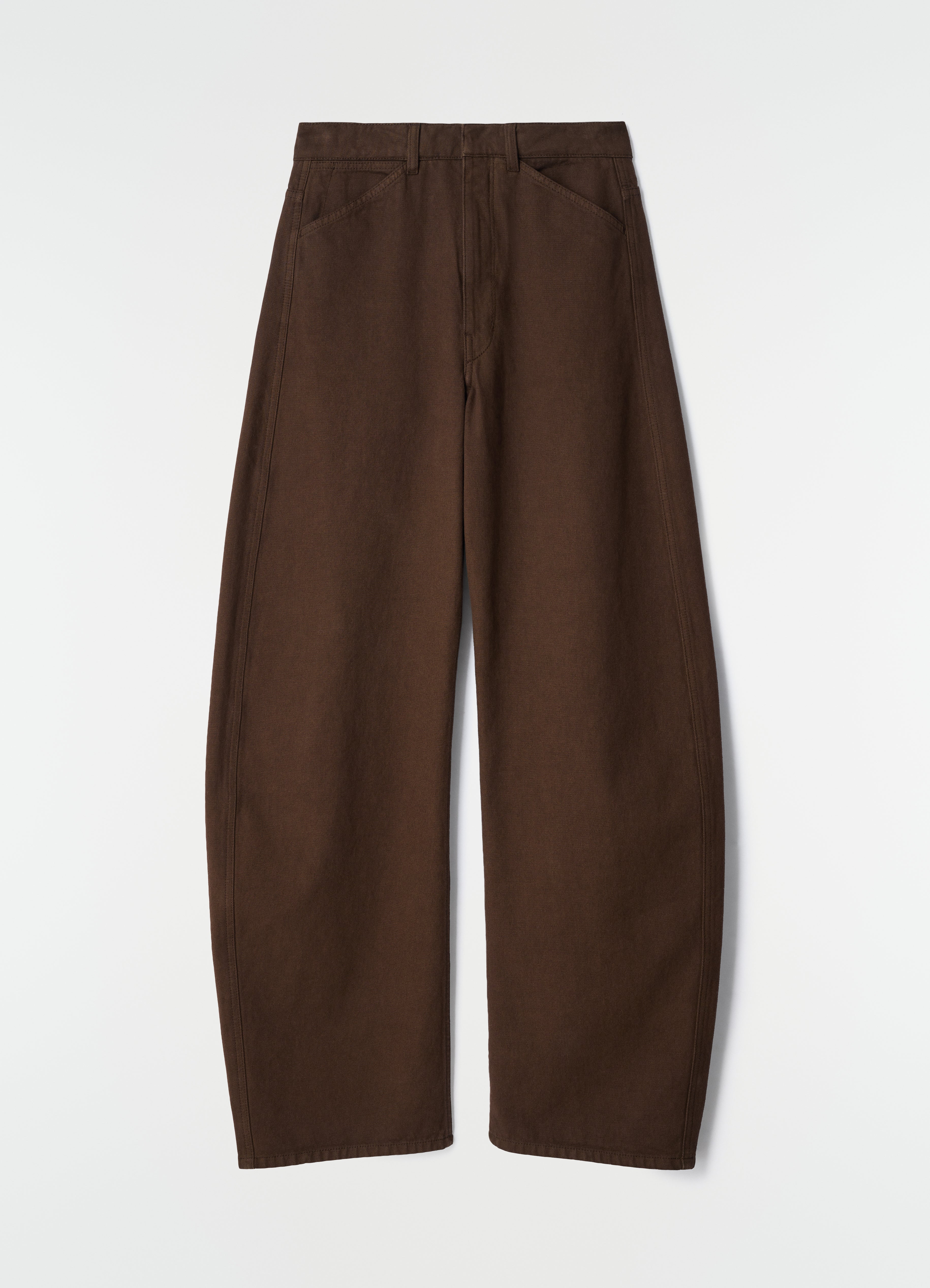 HIGH WAISTED CURVED PANTS IN DYED HEAVY BROKEN TWILL - Ristretto