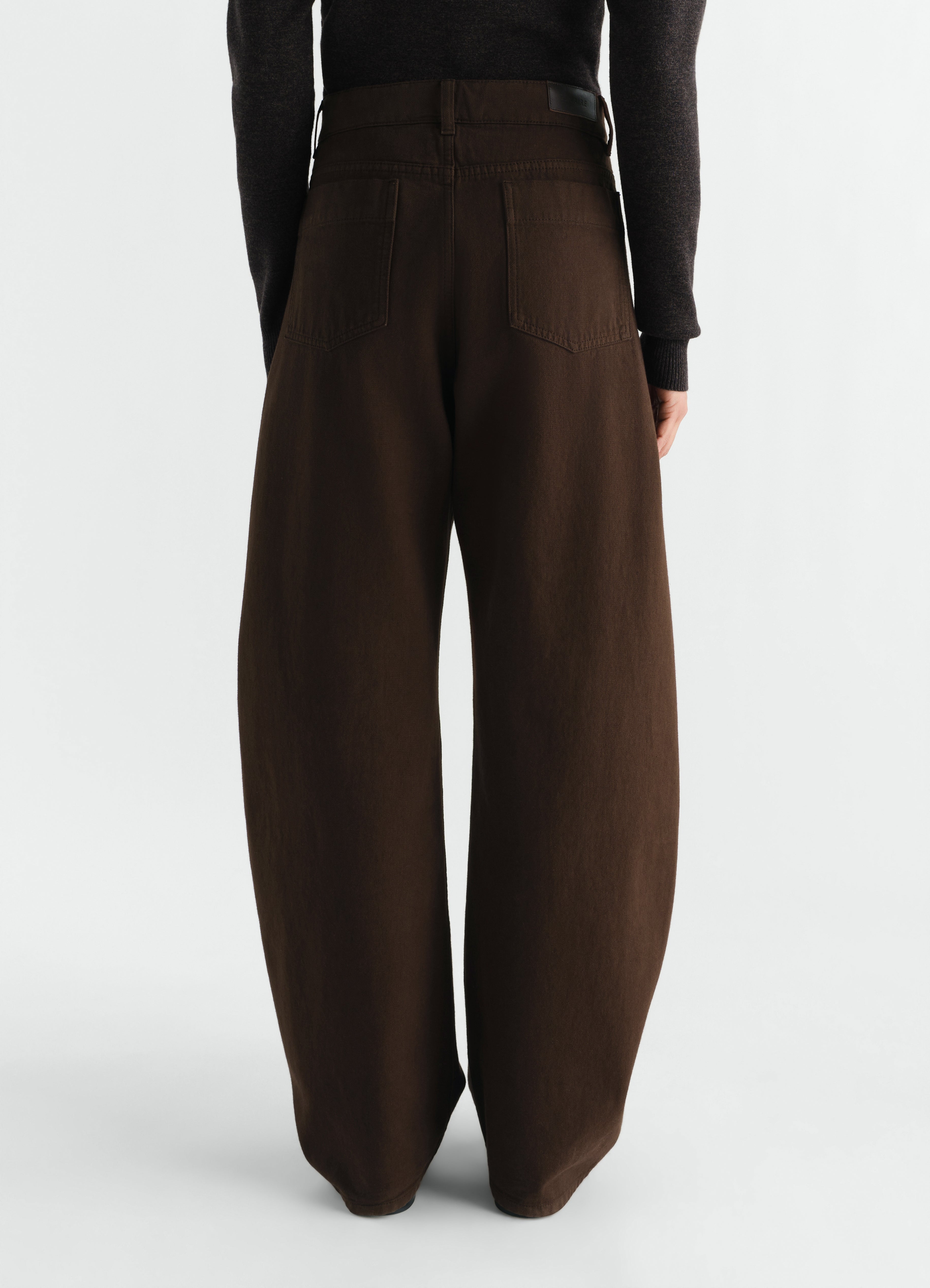 cvtvlist DAMAGED usual 24 pants ブラウン HIGH WAISTED CURVED PANTS IN DYED HEAVY BROKEN TWILL - Ristretto