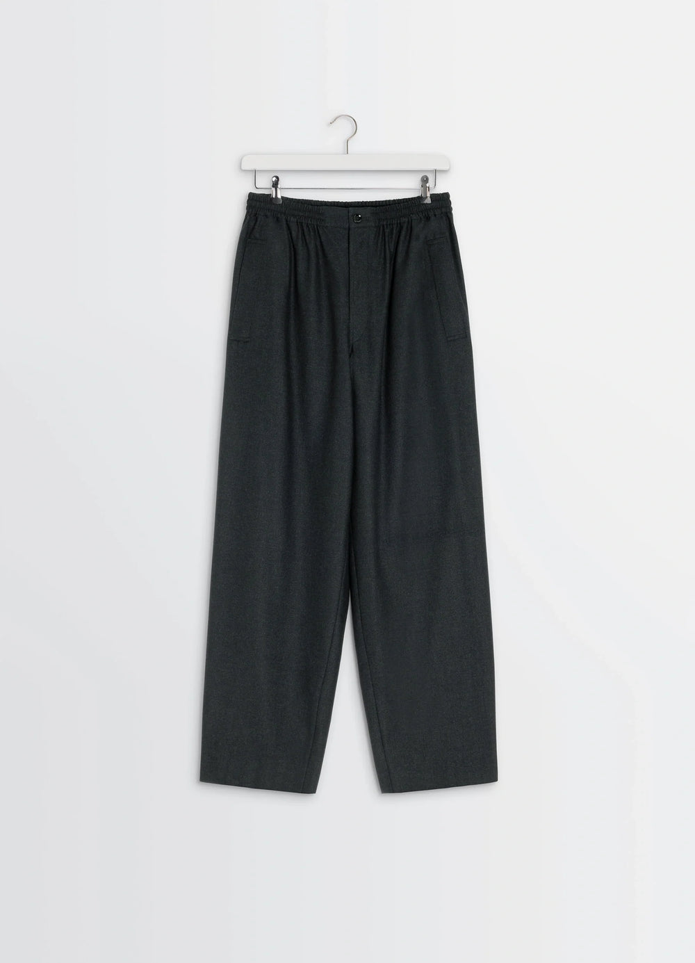Lemaire Soft Pyjama Pants in Cashmere-blend, product shot, hanging front view elastic waistband visible