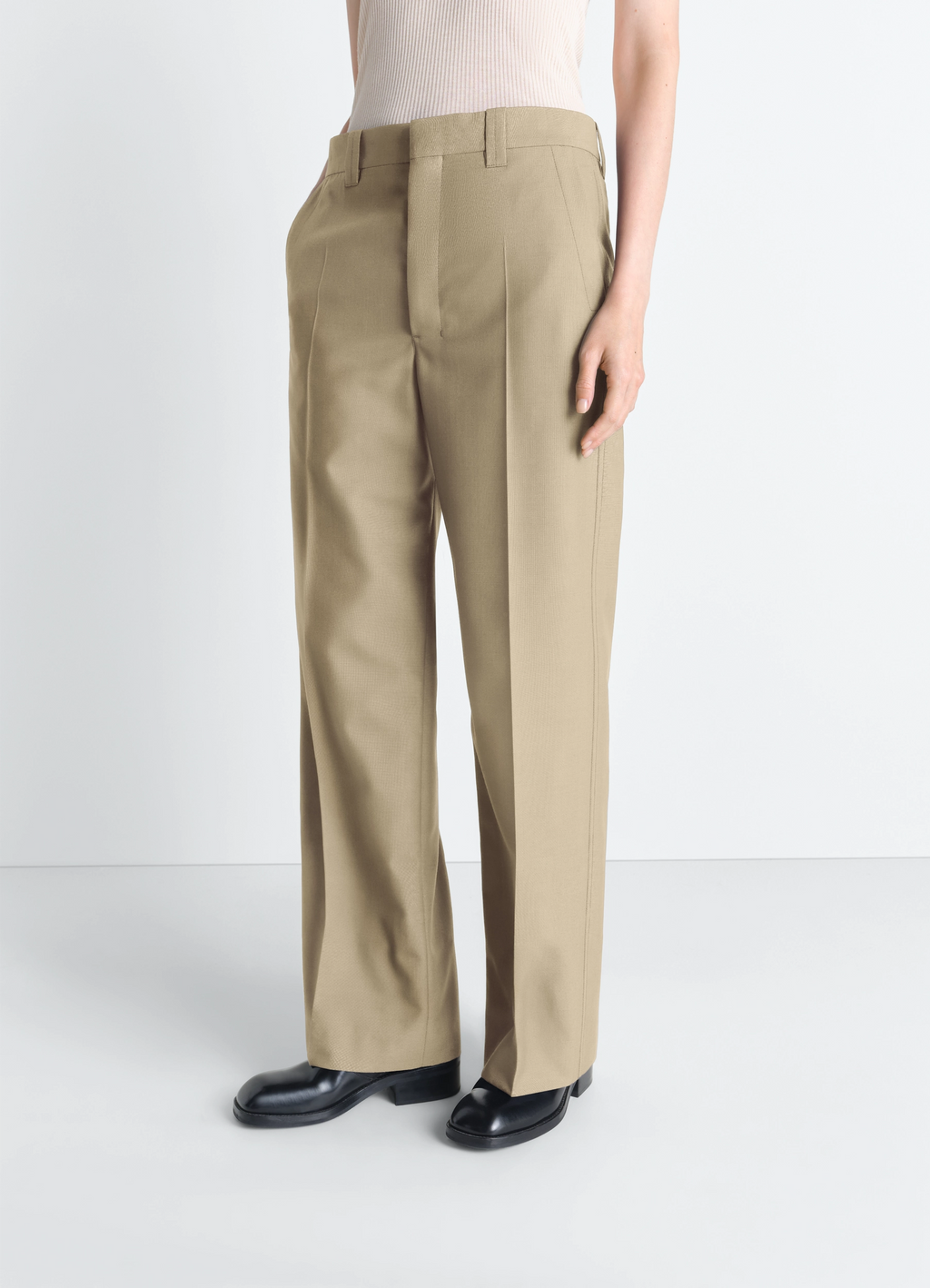 Straight tailored pants in polywool