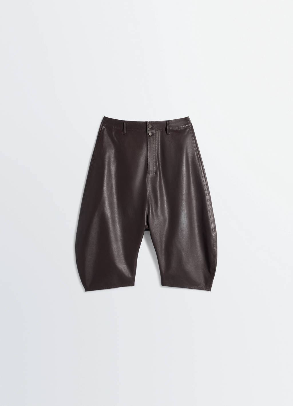 Dropped crotch leather bermudas