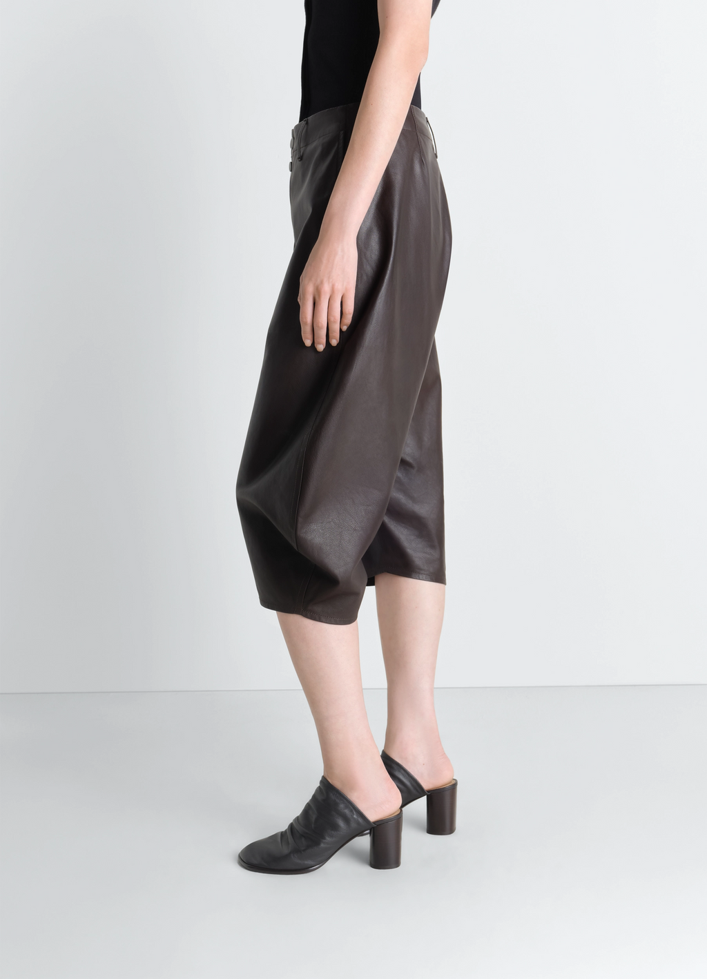 Dropped crotch leather bermudas