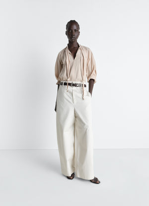 Lemaire large chino pants in cotton twill, model shot, front view oversized cut