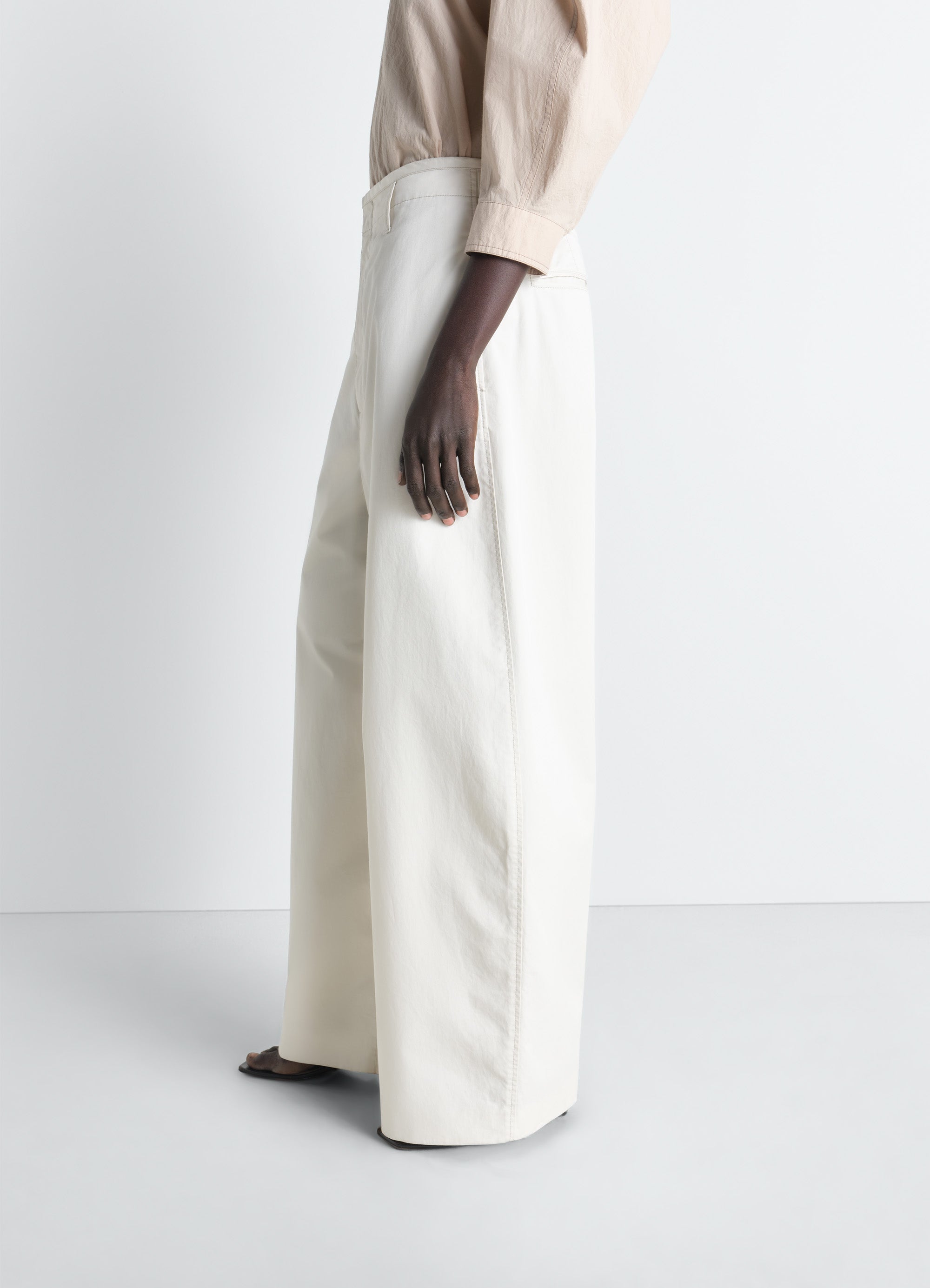 LARGE CHINO IN COTTON TWILL - Rice Powder - Cotton Twill - Women