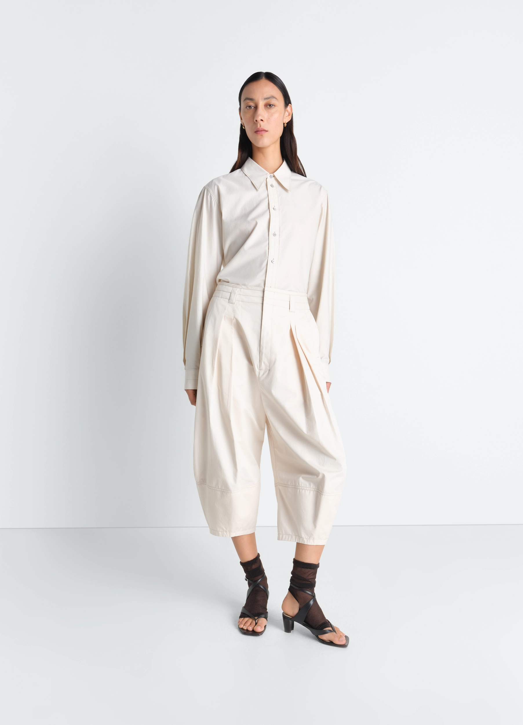 VOLUME BERMUDAS IN COTTON SATIN - Jasmine - Light Cotton Satin
