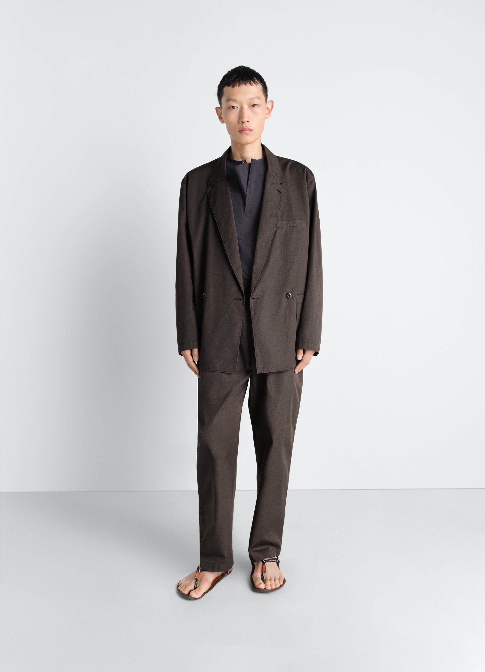 ジャケット・アウター LEMAIRE24SSWorkwearDoubleBreasted Jacket DOUBLE BREASTED WORKWEAR JACKET IN COTTON TWILL - Ristretto