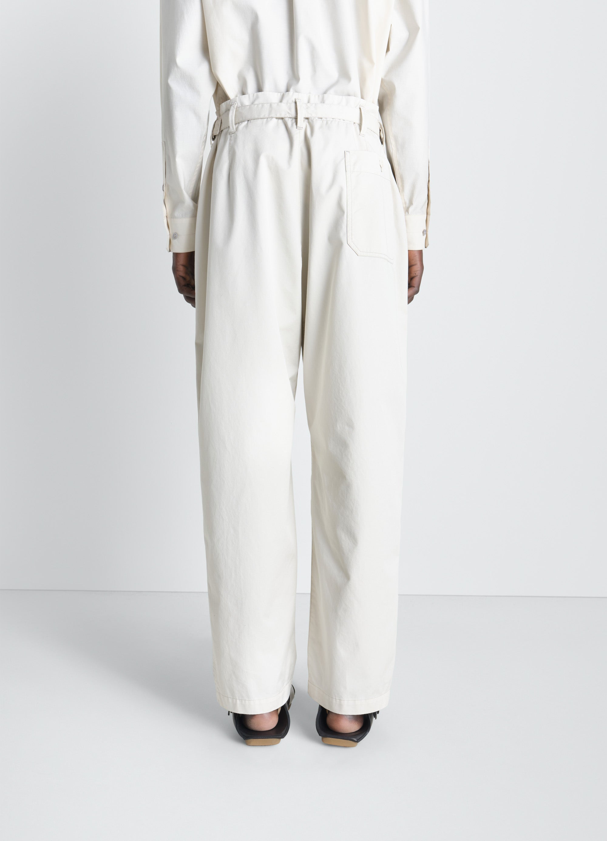TAPERED WORKWEAR PANTS IN COTTON TWILL - Rice Powder - Cotton