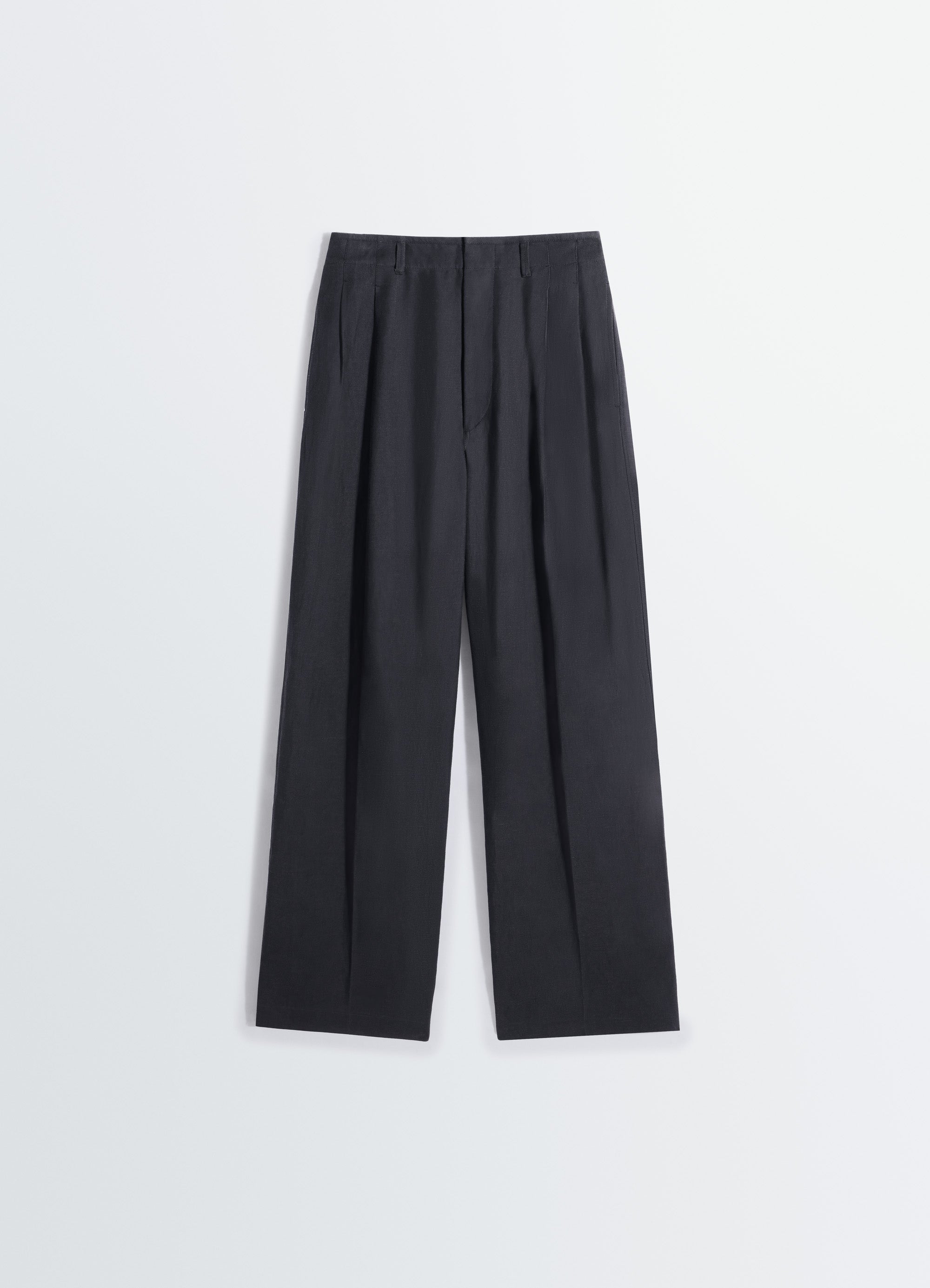 PLEATED TAILORED PANTS IN VISCOSE LINEN GABARDINE - Ash Black