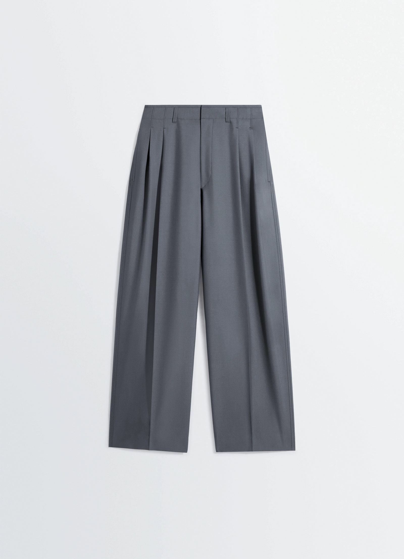 PLEATED TAILORED PANTS IN POLYWOOL - Carbon - Tropical Polywool PLEATED TAILORED PANTS IN POLYWOOL - Carbon - Tropical Polywool