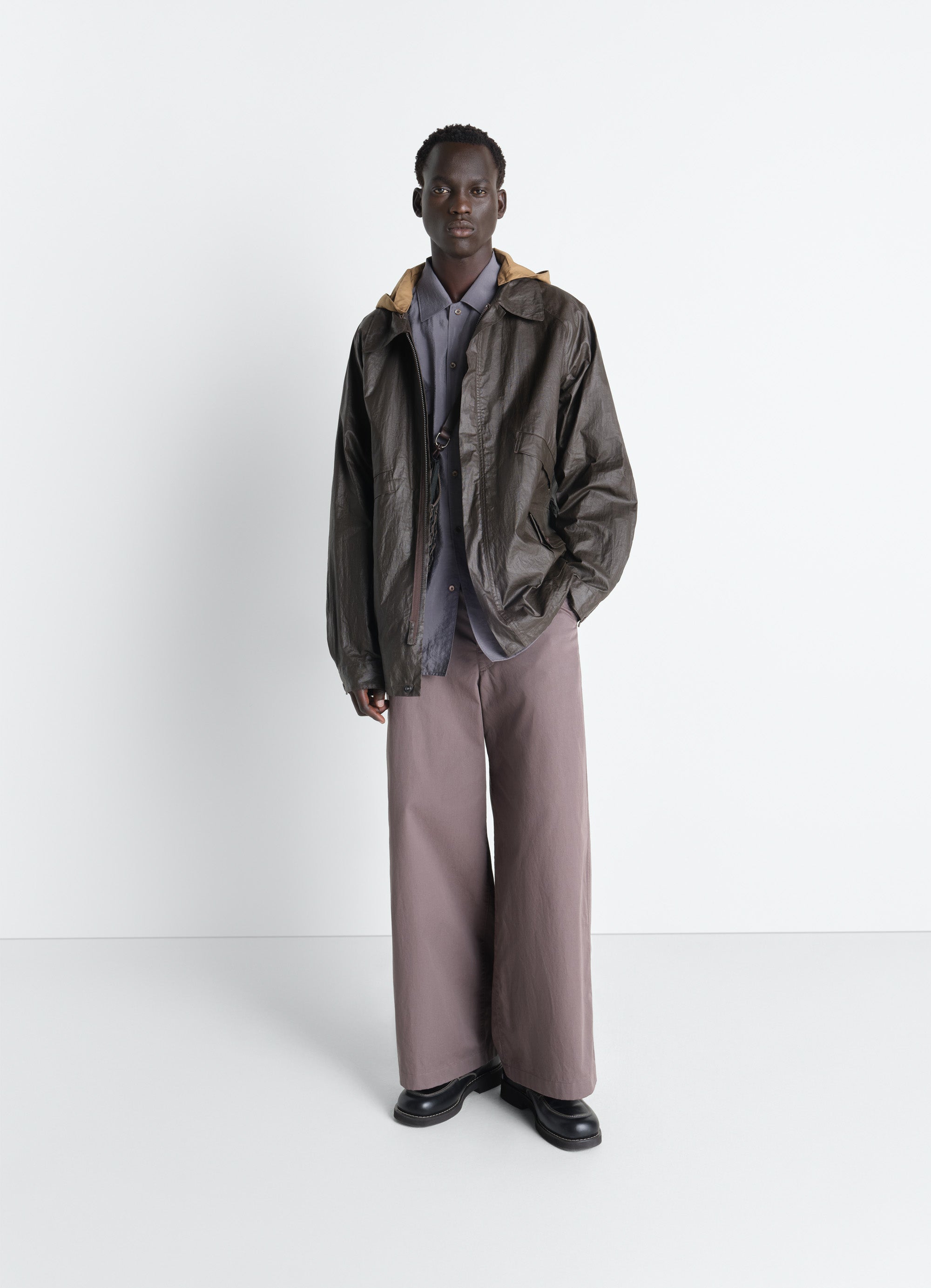 STRAIGHT FIT PANTS IN LIGHT COTTON TWILL - Purple Iris - Light
