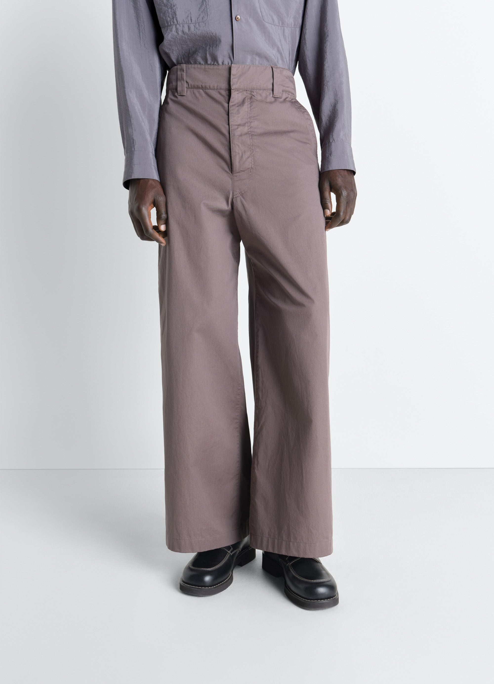 STRAIGHT FIT PANTS IN LIGHT COTTON TWILL - Purple Iris - Light