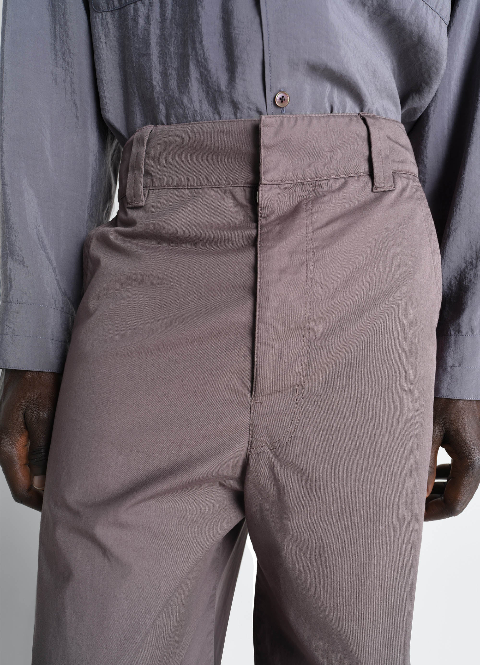 STRAIGHT FIT PANTS IN LIGHT COTTON TWILL - Purple Iris - Light
