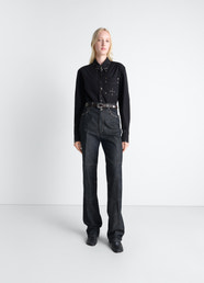 HIGH WAISTED STRAIGHT PANTS WITH STUDS IN DENIM