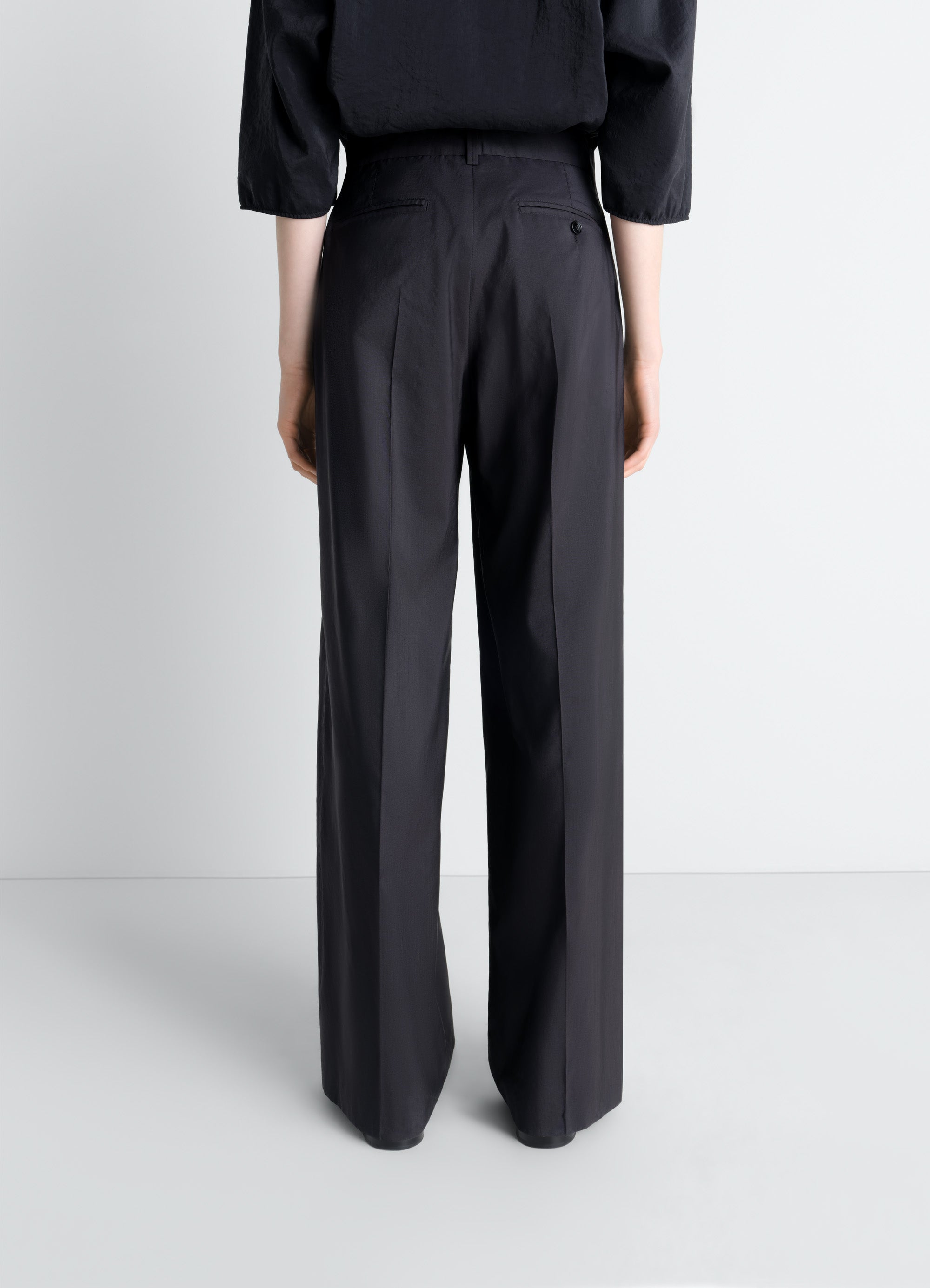 LEMAIRE シルク　パンツ　ブラック シルクウールトワルのプリーツラージパンツ - Ash Black - シルク