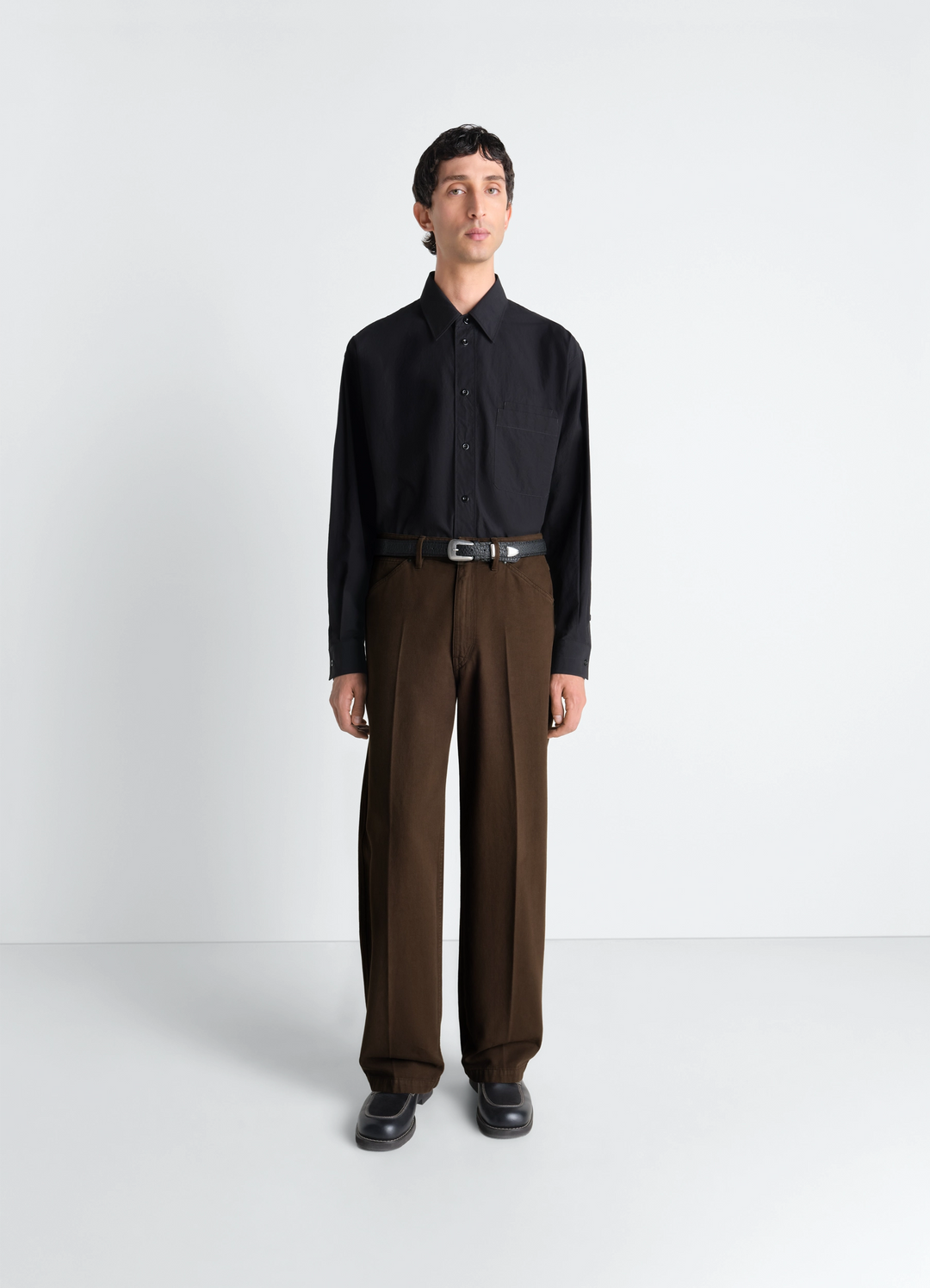 STRAIGHT TAILORED PANTS IN DRY SILK - Black - Dry Silk - Men | LEMAIRE STRAIGHT TAILORED PANTS IN DRY SILK - Black - Dry Silk - Men | LEMAIRE