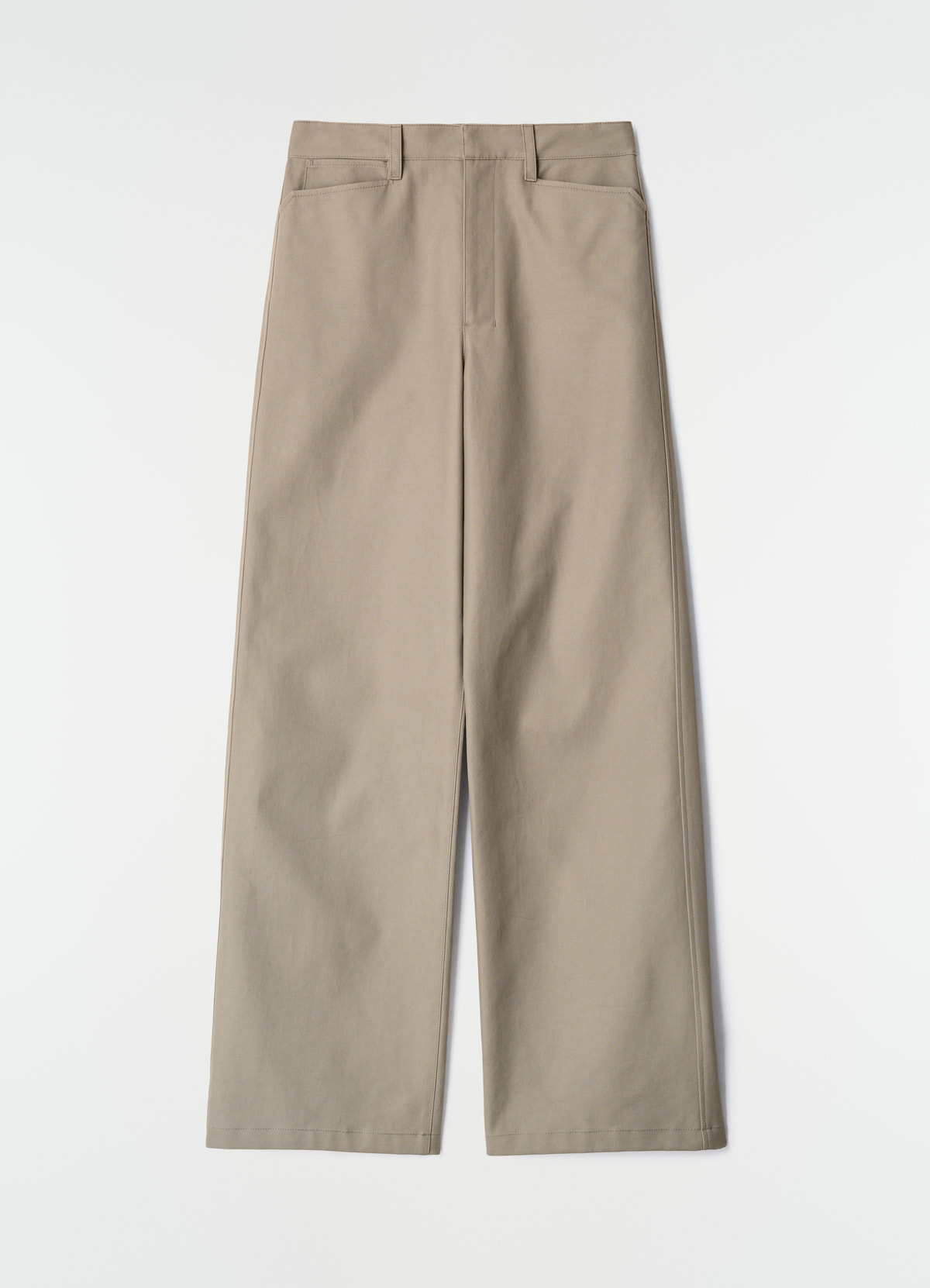 Straight pants in beige heavy cotton twill by lemaire flat lay front view on white background