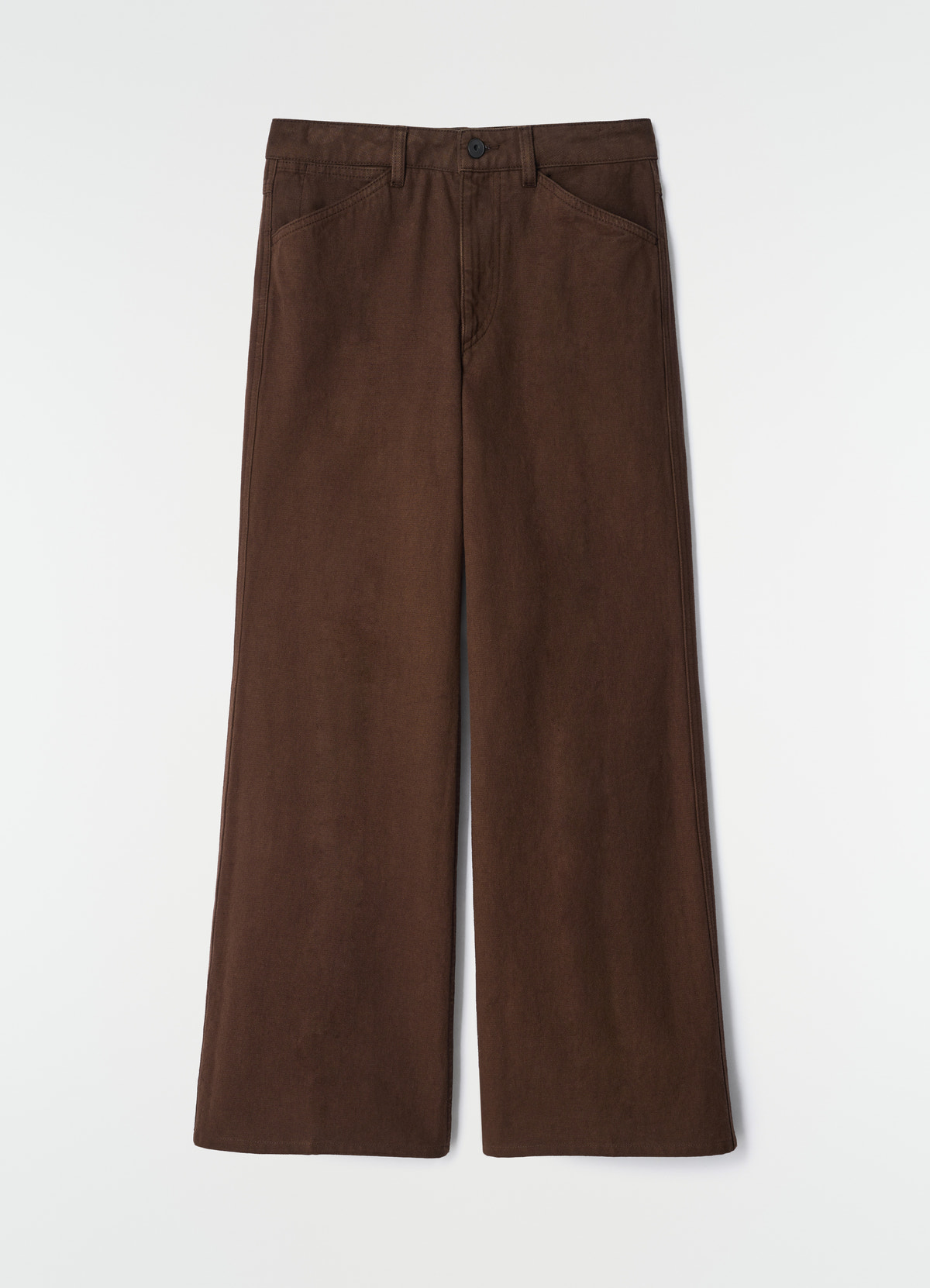 Flared 5 pockets in garment dyed heavy broken twill