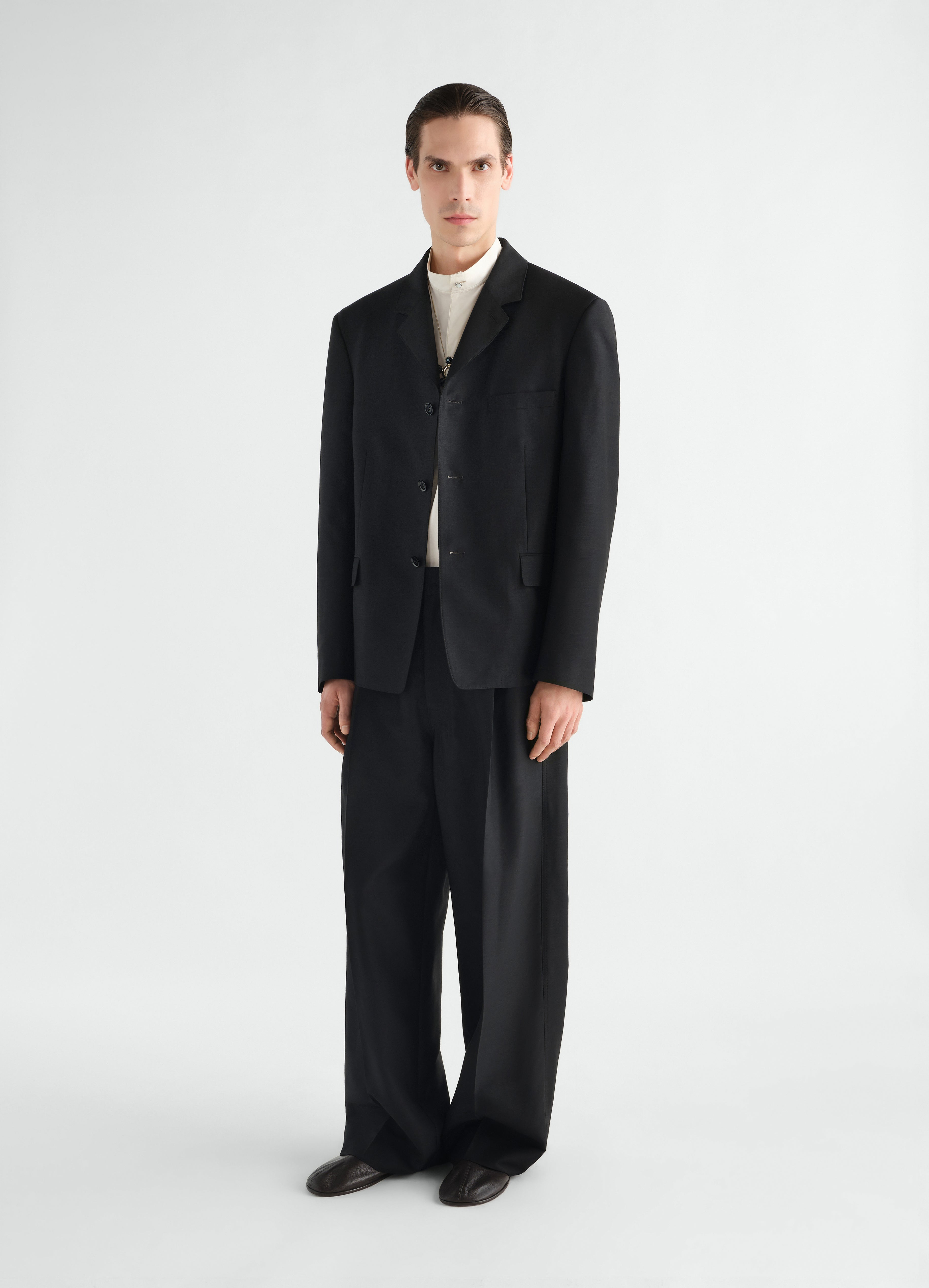 PANTALONI SARTORIALI A PIEGA SINGOLA IN PANNO DI LANA E MOHAIR