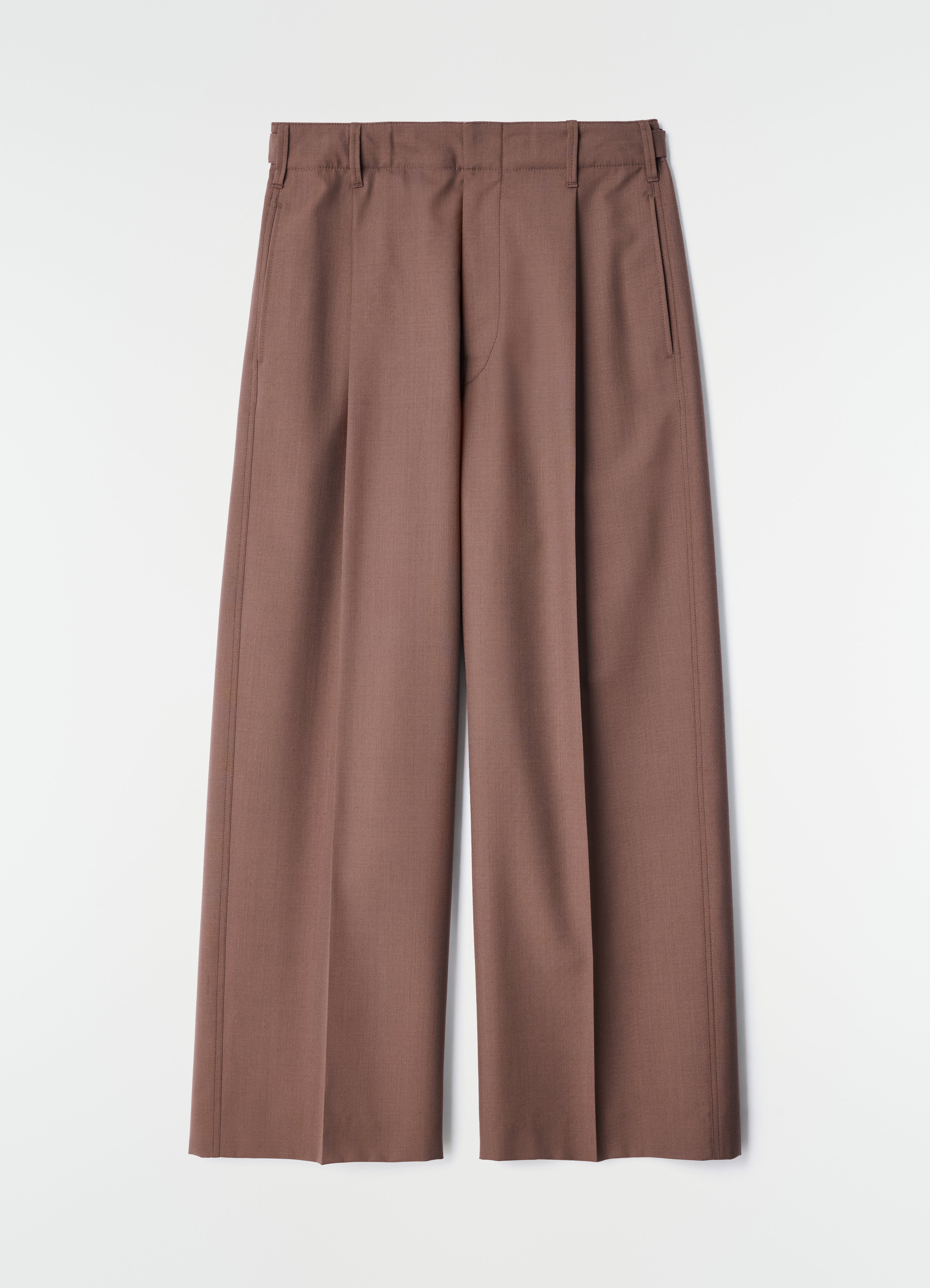 SINGLE-PLEAT TAILORED PANTS IN TROPICAL WOOL BLEND - Nutmeg