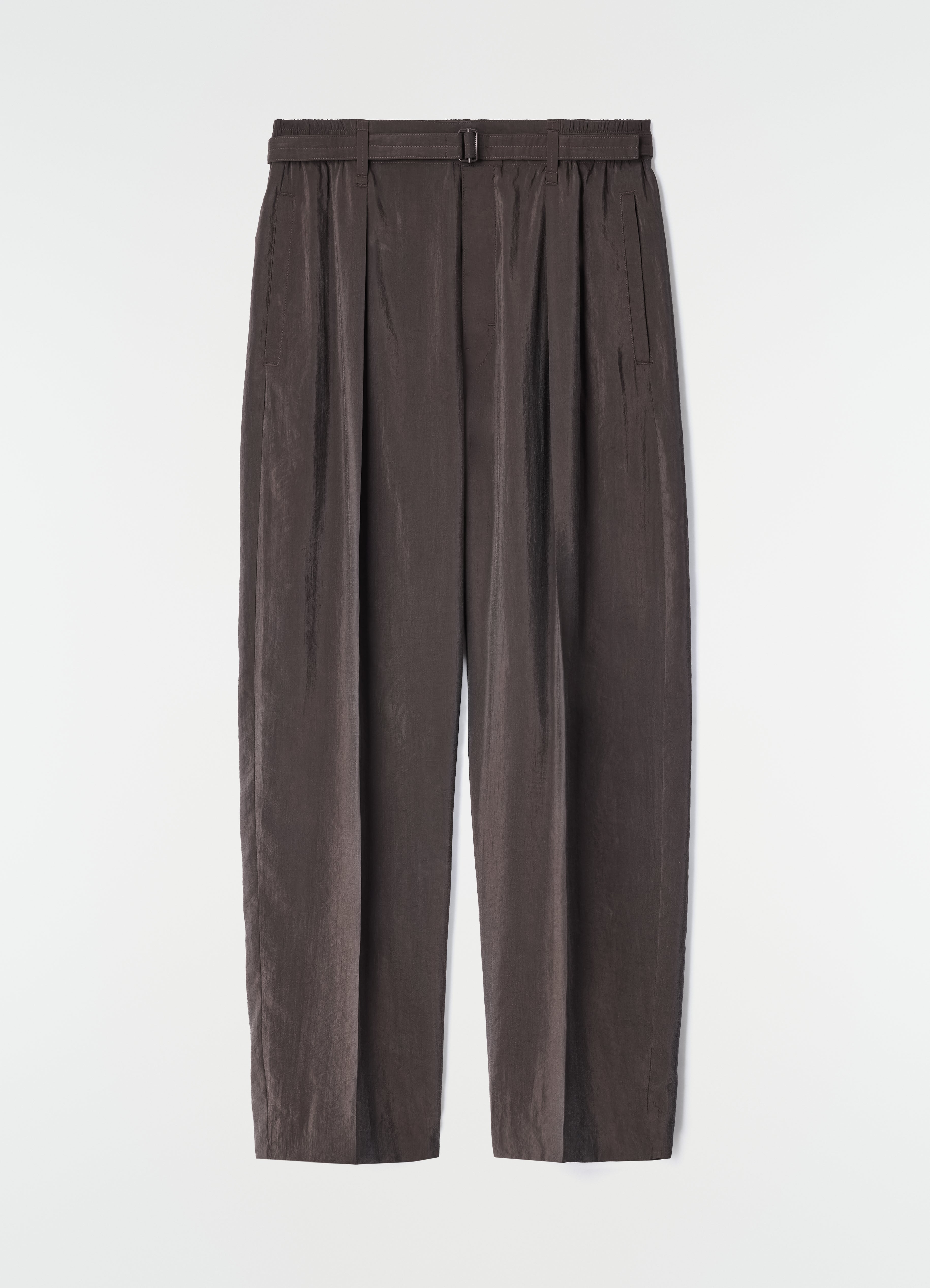 BELTED RELAXED PANTS IN DRY SILK - Licorice - Dry silk - Men | LEMAIRE