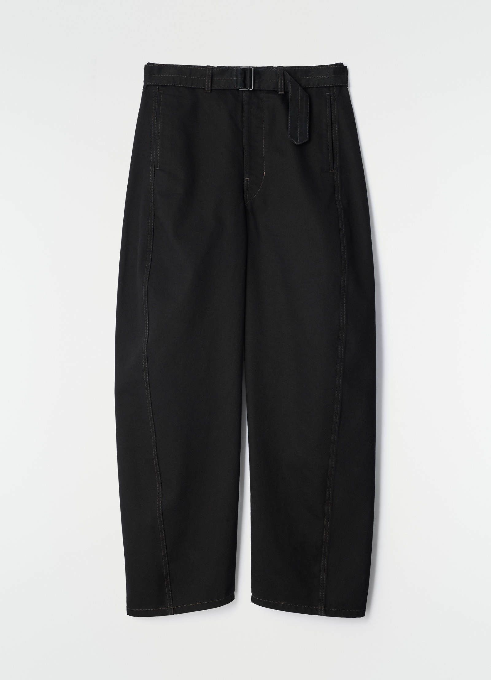 Twisted belted pants in denim
