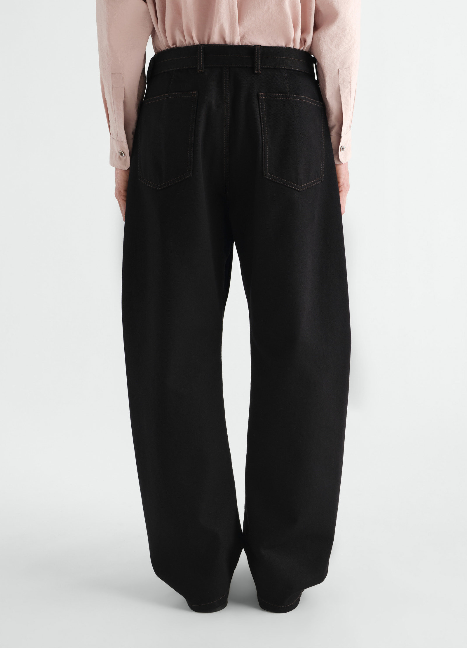 Twisted belted pants in denim