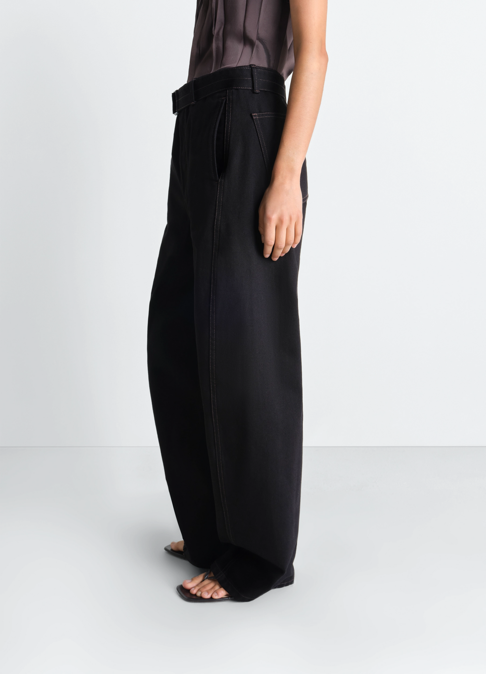 TWISTED BELTED PANTS IN DENIM - Black - Heavy Black Denim - Unisex TWISTED BELTED PANTS IN DENIM - Black - Heavy Black Denim - Unisex