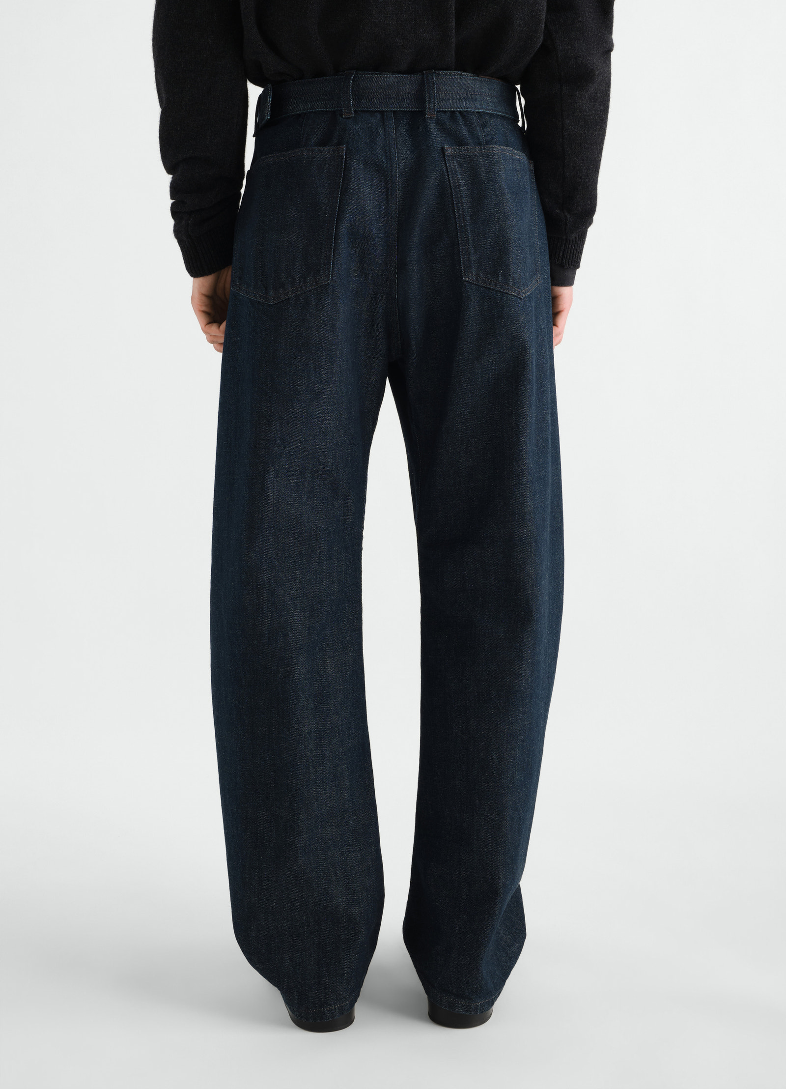 Twisted belted pants in denim