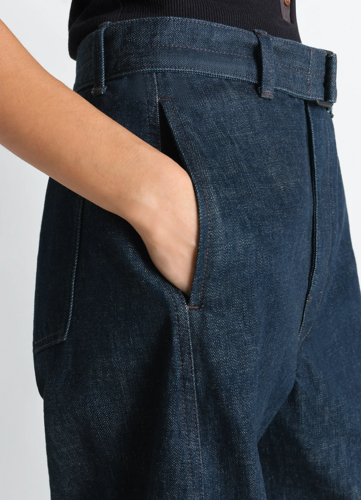 TWISTED BELTED PANTS IN DENIM - Denim Indigo - Heavy Indigo Denim TWISTED BELTED PANTS IN DENIM - Denim Indigo - Heavy Indigo Denim
