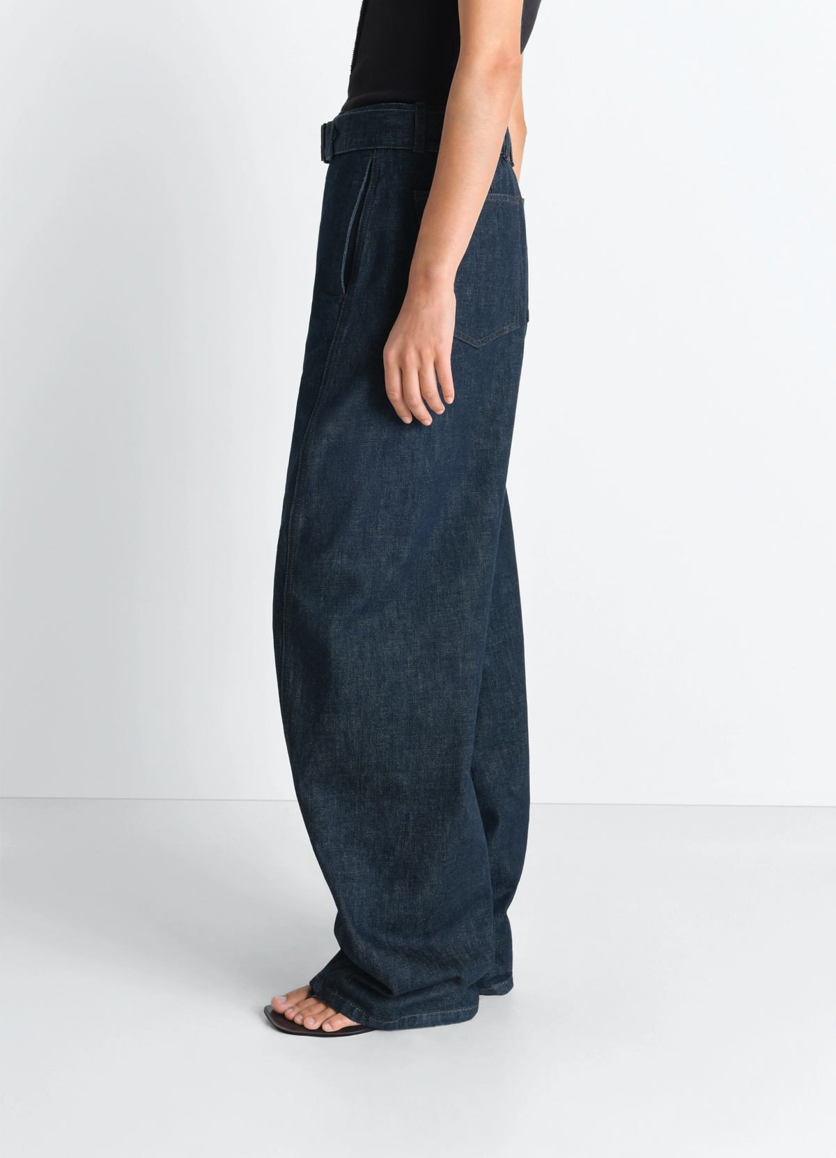 TWISTED BELTED PANTS IN DENIM - Denim Indigo - Heavy Indigo Denim