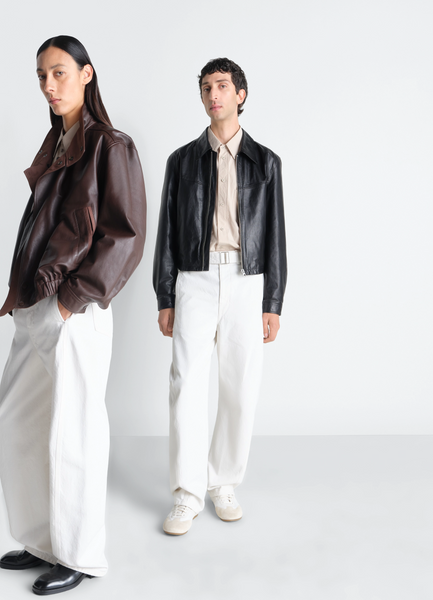 TWISTED BELTED PANTS IN DENIM - Milk - Bleached Heavy Denim