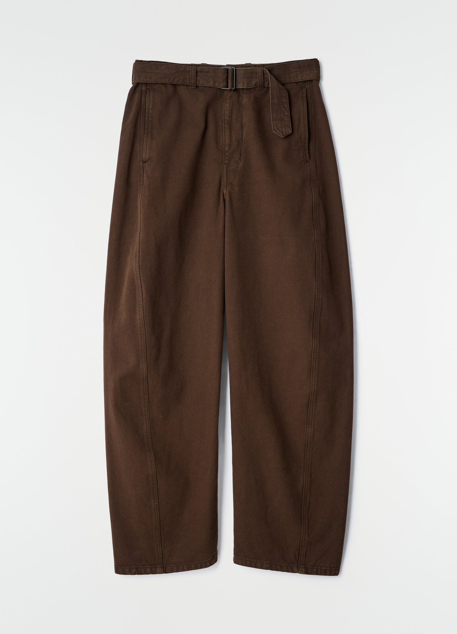 Twisted belted pants in dyed heavy broken twill