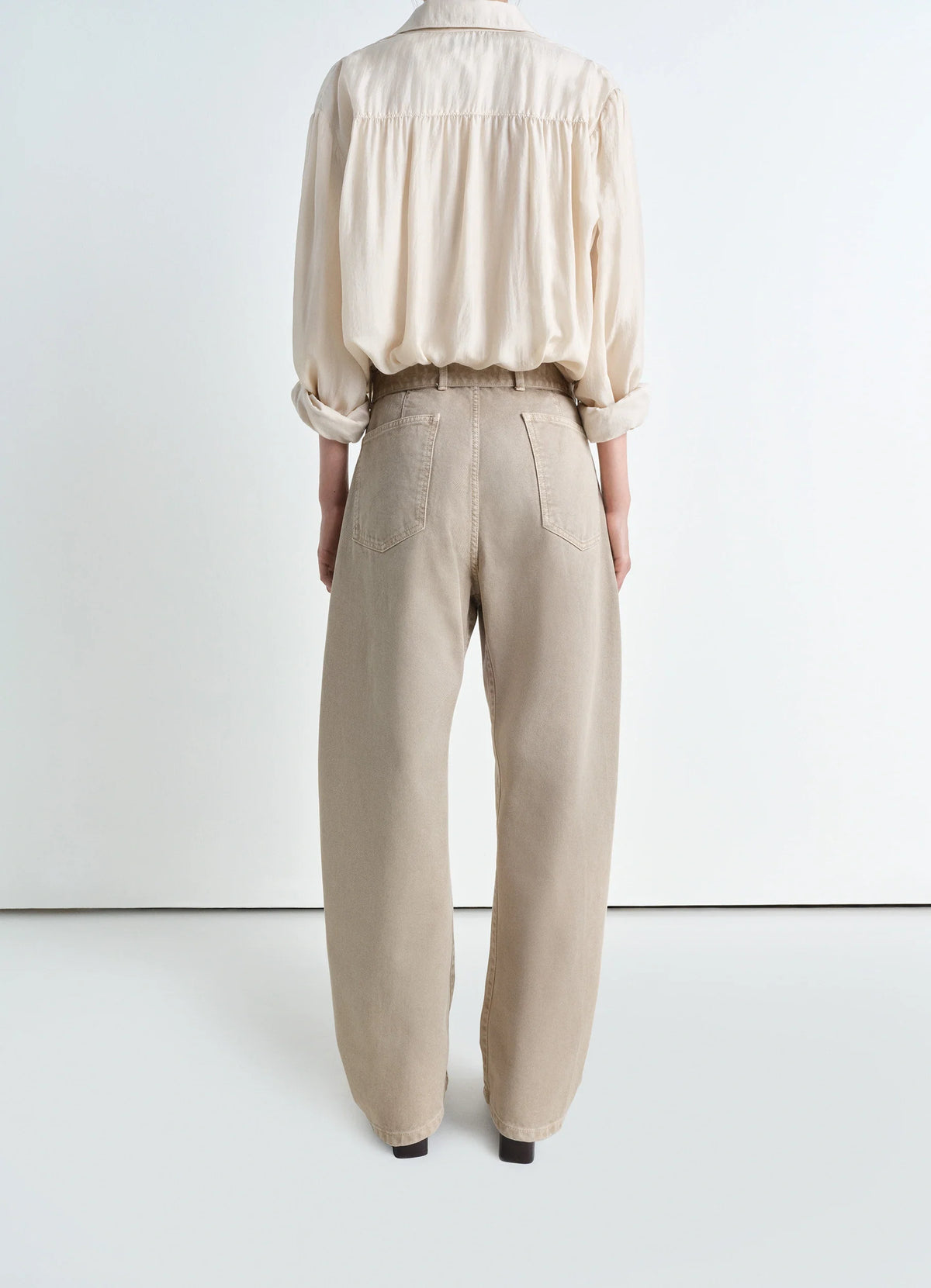 TWISTED BELTED PANTS - Natural Beige - Garment Dyed Snow Heavy
