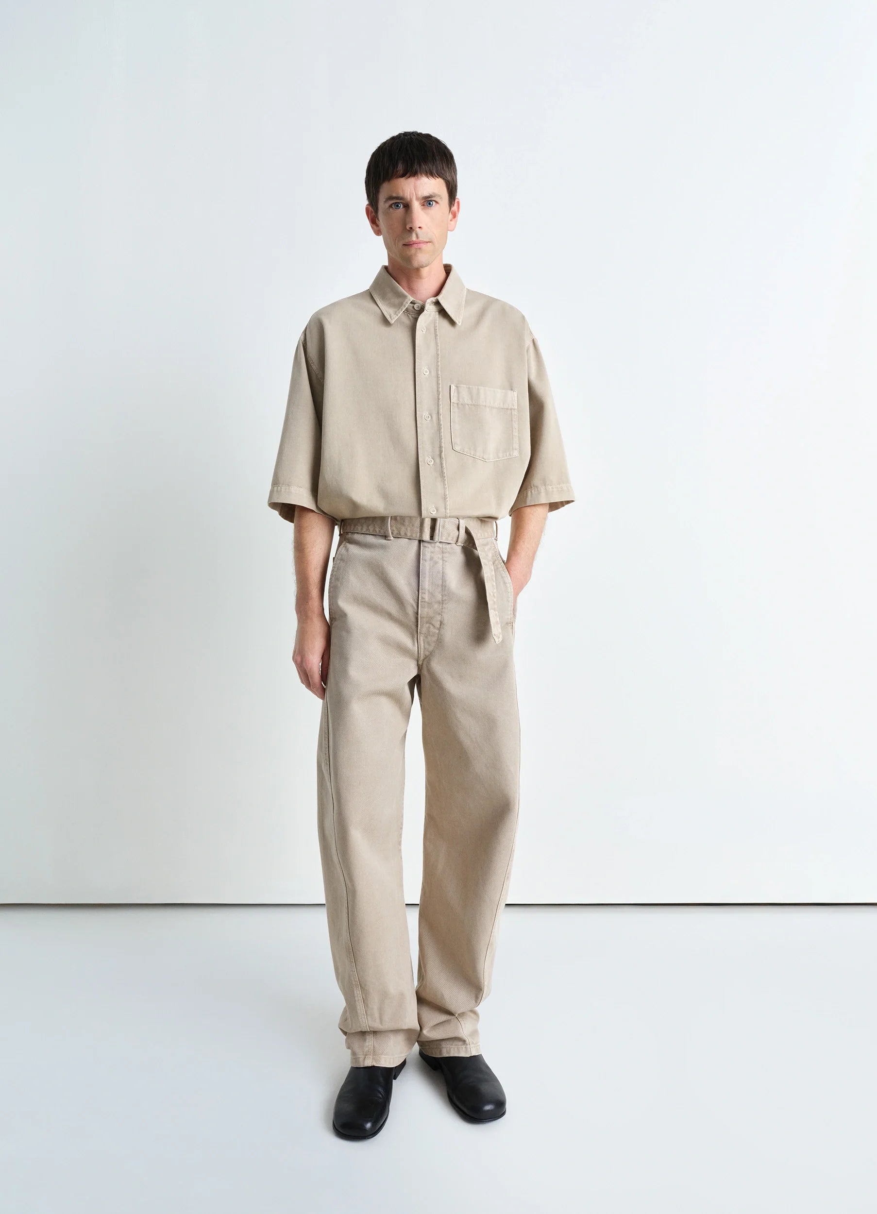 Natural Beige Twisted Belted Pants | LEMAIRE Natural Beige Twisted Belted Pants | LEMAIRE