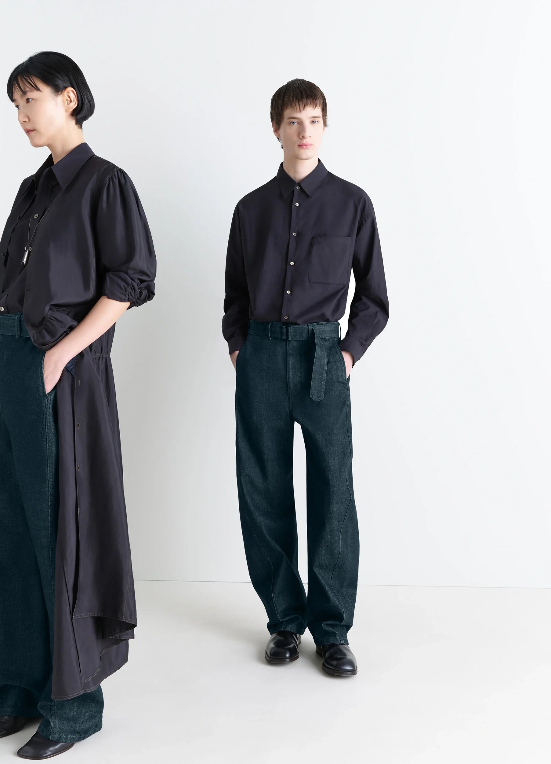 Denim Indigo Twisted Belted Pants | LEMAIRE Denim Indigo Twisted Belted Pants | LEMAIRE
