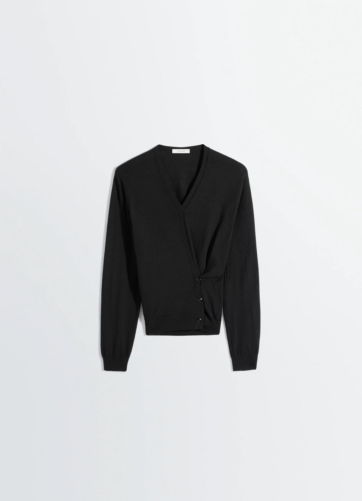 TWISTED V NECK JUMPER IN MERINO BLEND - Black - Merino Blend