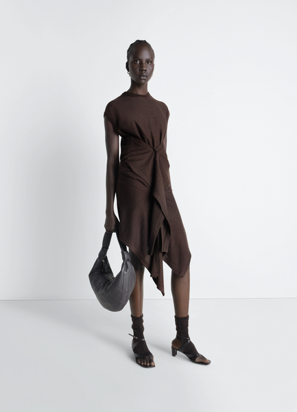 SLEEVELESS BUTTONED TOP IN MERINO BLEND - Dark Cacao - Merino