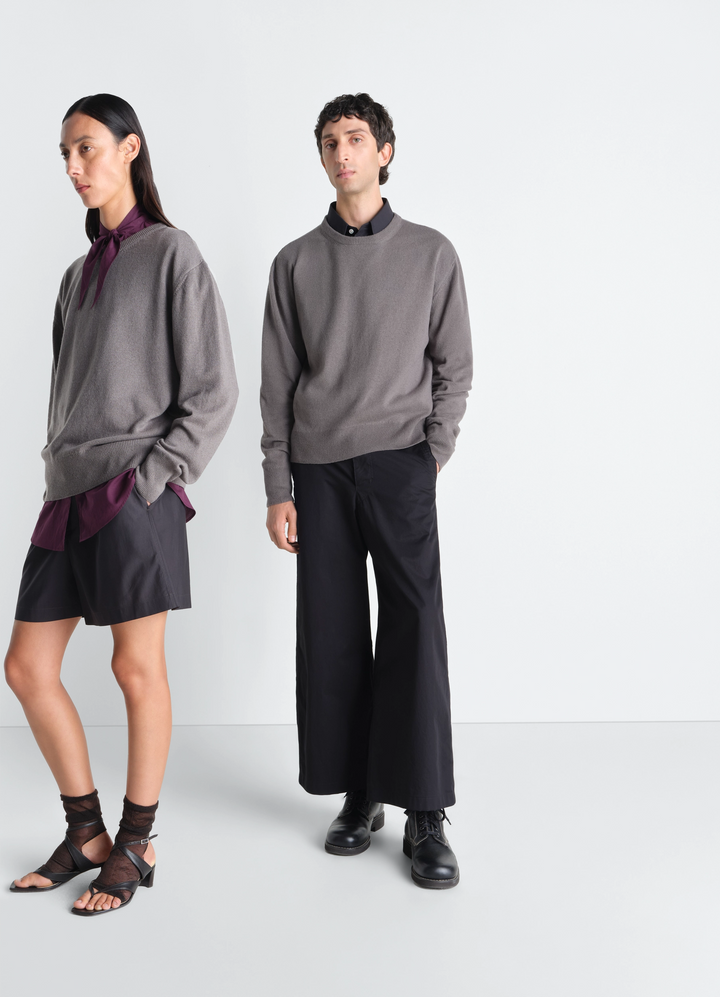 CREW NECK SWEATER IN CASHMERE WOOL - Wolf - Cashmere Wool - Unisex