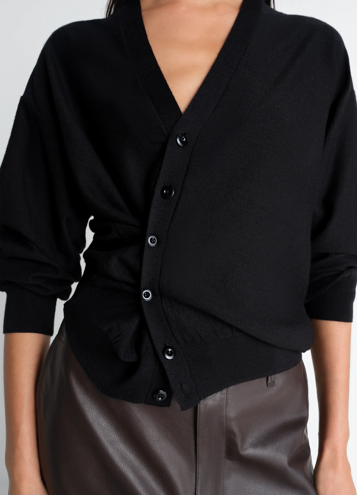 TWISTED CARDIGAN IN MERINO BLEND - Black - Merino Blend - Unisex