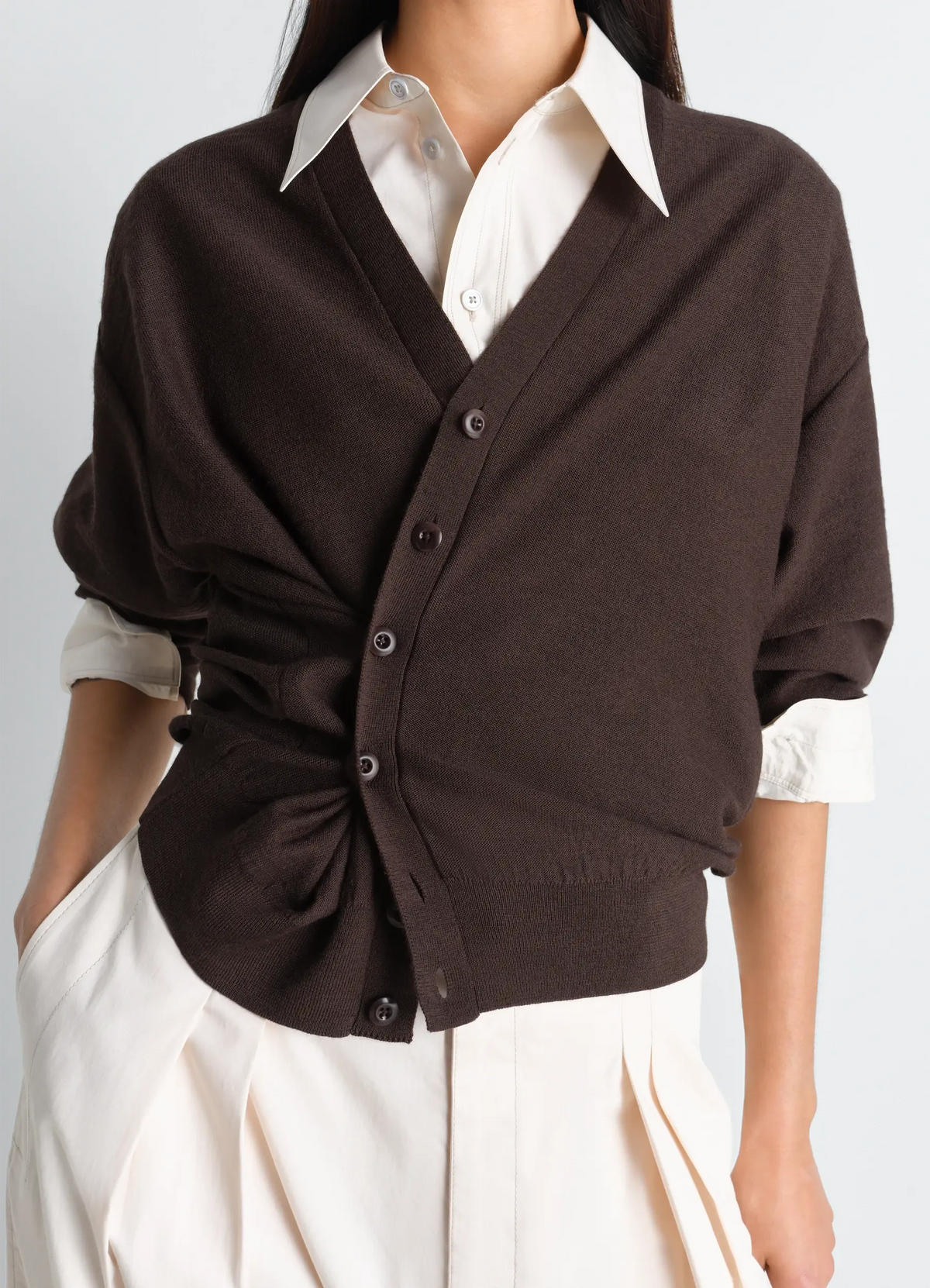 TWISTED CARDIGAN IN MERINO BLEND