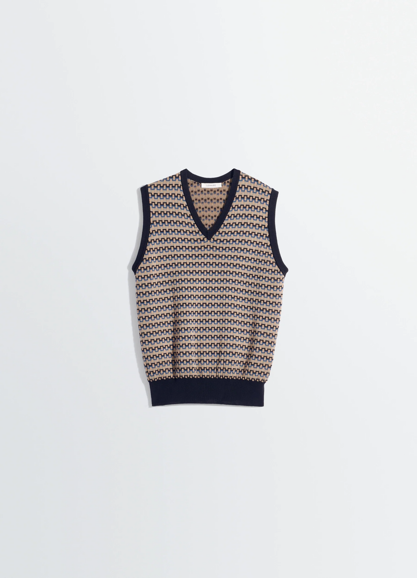 V neck jacquard vest in cotton
