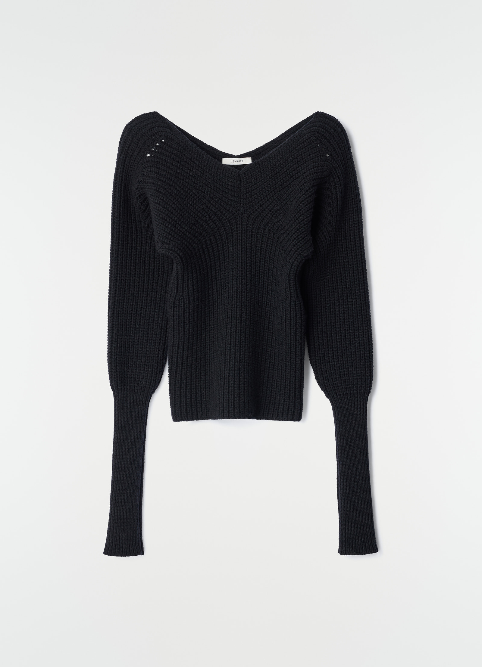 Off-shoulder sweater in worsted wool