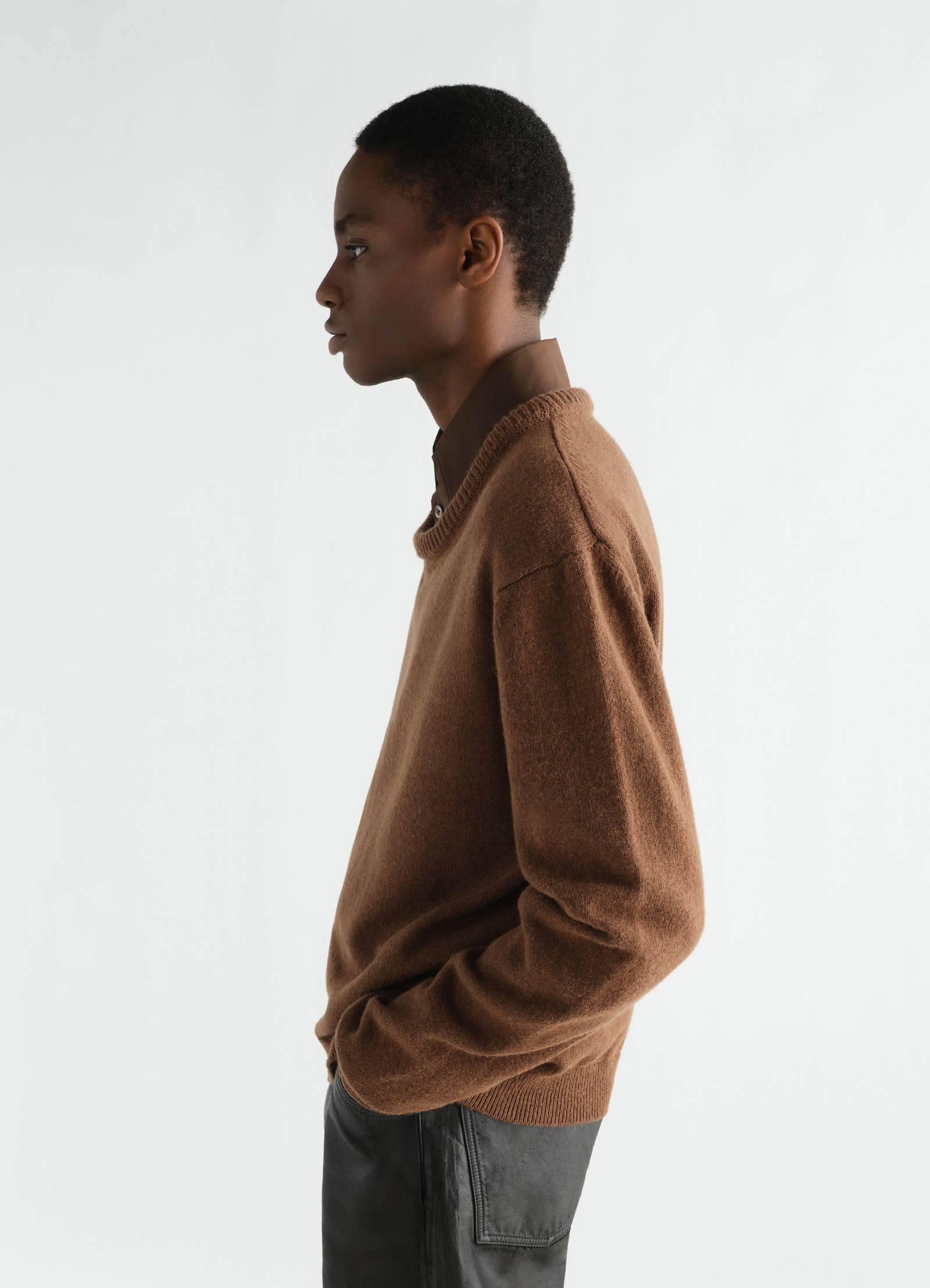 Crew-neck sweater in alpaca wool blend
