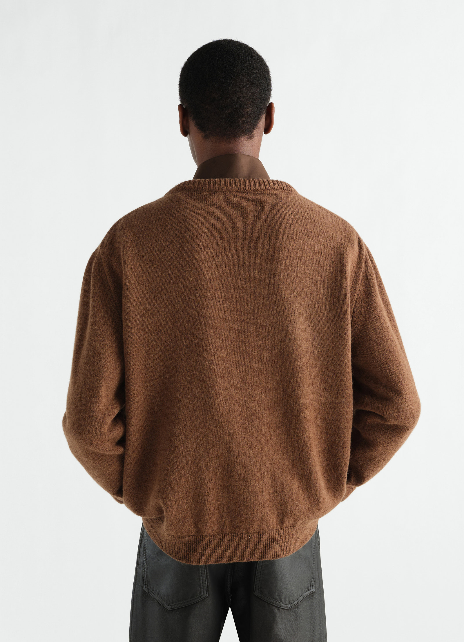 Crew-neck sweater in alpaca wool blend