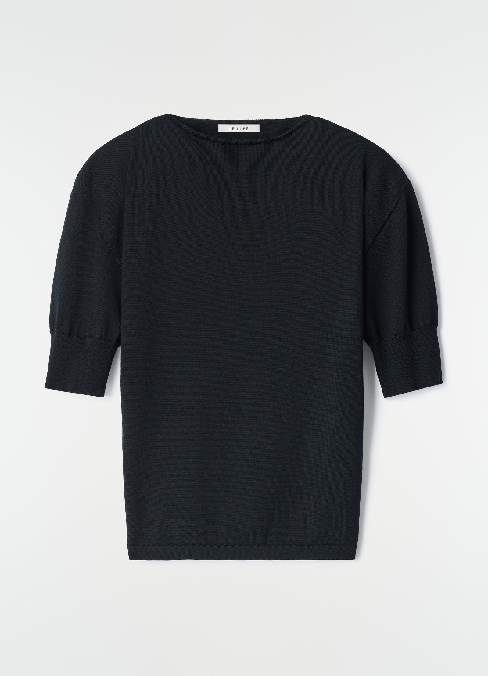 Short-sleeve sweater in fine merino wool
